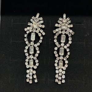 Vintage large deco rhinestone earrings